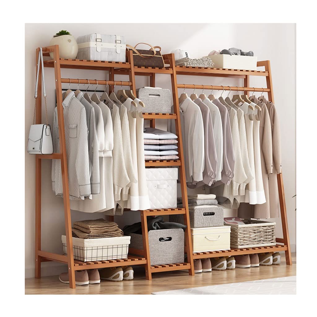 Coat Rack Clothes Rod Rack Shoe Bench Coat Stand Rack Hanger Clothing Racks Bamboo Garment Rack For Hanging Clothes Heavy Duty Rack With Shelves And Shoe Clothing Storage Organizer Open Coat Stands F