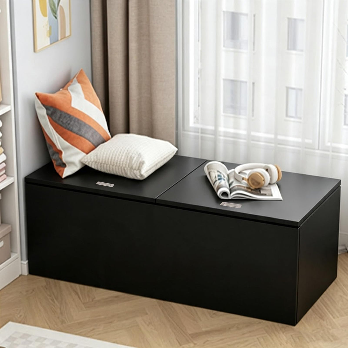 LBCZJYX Flip-Top Storage Bench with Hidden Compartment