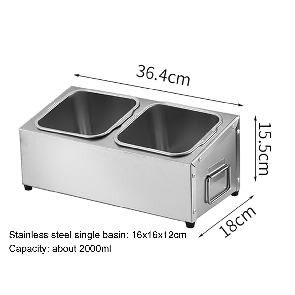 Stainless Steel Spice Rack Set - Commercial Condiment Holder & Food Dispenser - Countertop Organizer for Salt, Sugar, Seasonings & Fruits - Durable Silver Storage Solution, 36.4x18x15.5cm