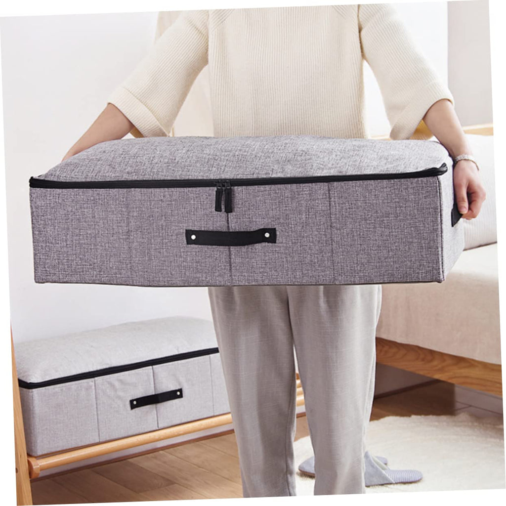 BUGUUYO Box Organizer Foldable Linen Cotton Storage under Bed Clothing