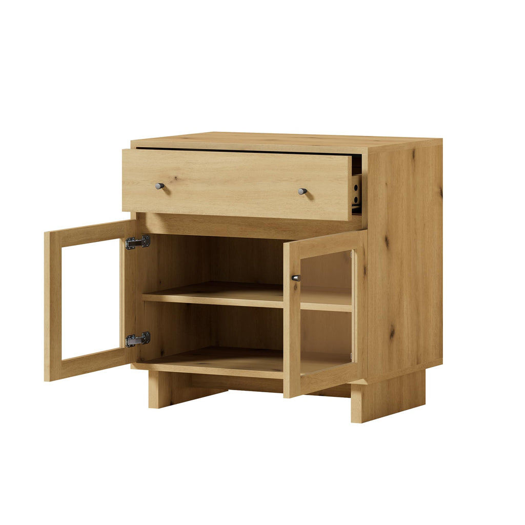 AMERLIFE Storage Cabinet with Glass Doors and Drawer