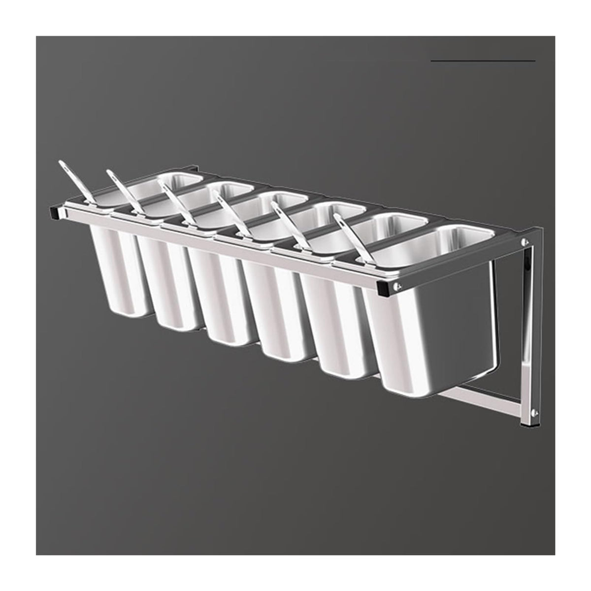 LXBAMKEA Wall-Mounted Commercial Spice Rack Set, Stainless Steel Condiment Racks Organizer Shelf for Kitchen Buffet Restaurant, Seasoning Ingredients Fruits Food Container