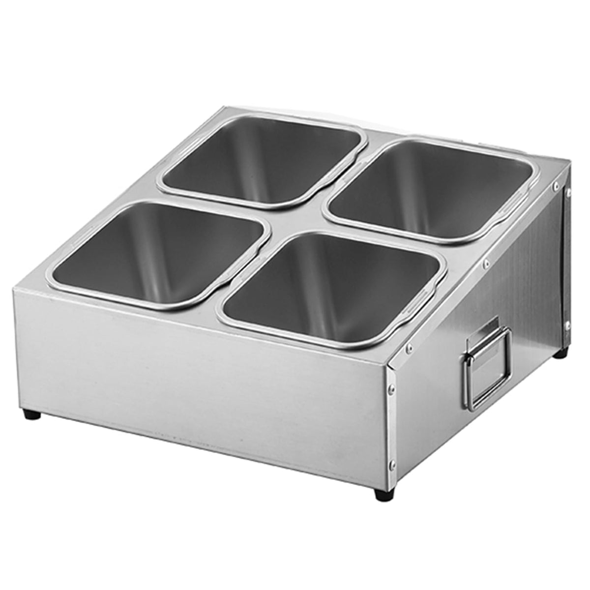 Stainless Steel Spice Rack Set - Commercial Condiment Holder & Food Dispenser - Countertop Organizer for Salt, Sugar, Seasonings & Fruits - Durable Silver Storage Solution, 36.4x18x15.5cm