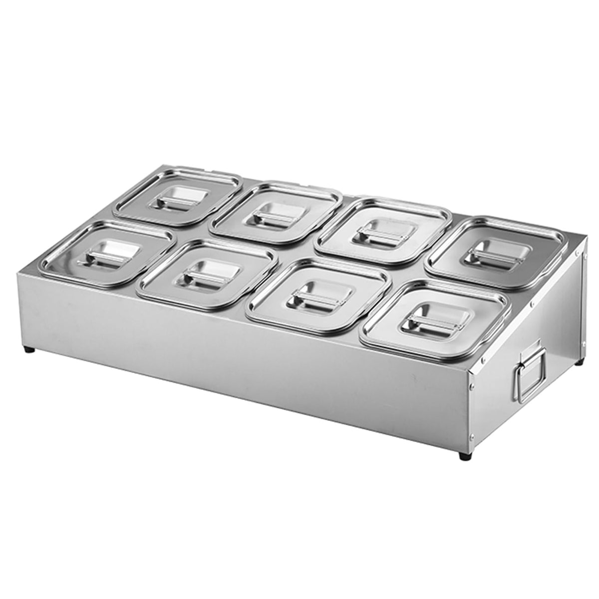 Stainless Steel Spice Rack Set - Commercial Condiment Holder & Food Dispenser - Countertop Organizer for Salt, Sugar, Seasonings & Fruits - Durable Silver Storage Solution, 36.4x18x15.5cm