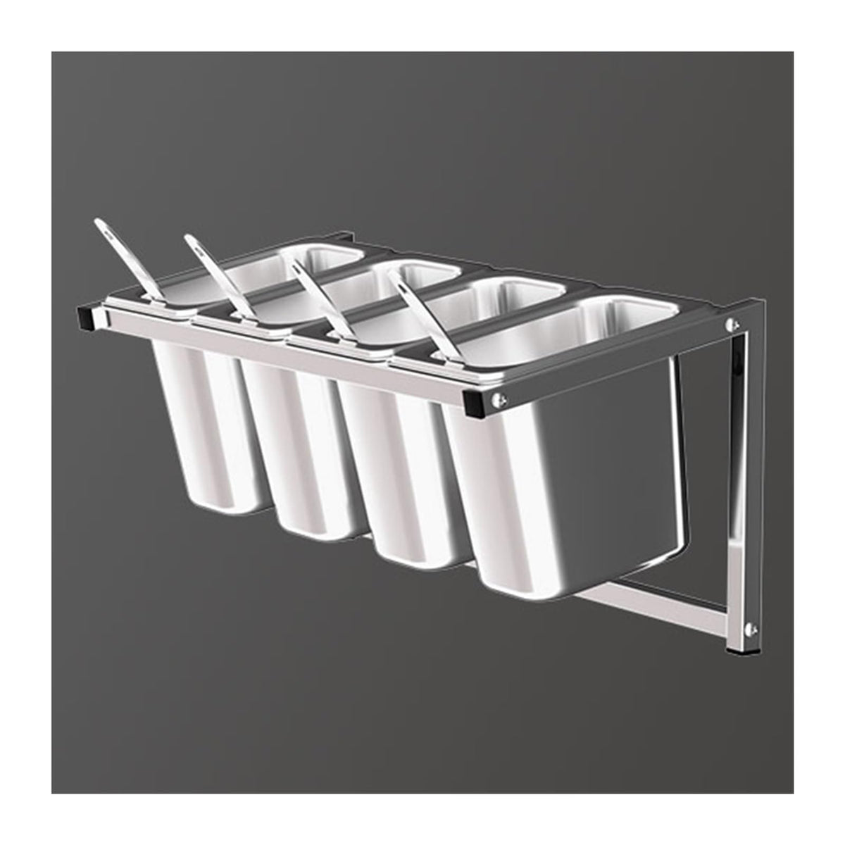 LXBAMKEA Wall-Mounted Commercial Spice Rack Set, Stainless Steel Condiment Racks Organizer Shelf for Kitchen Buffet Restaurant, Seasoning Ingredients Fruits Food Container