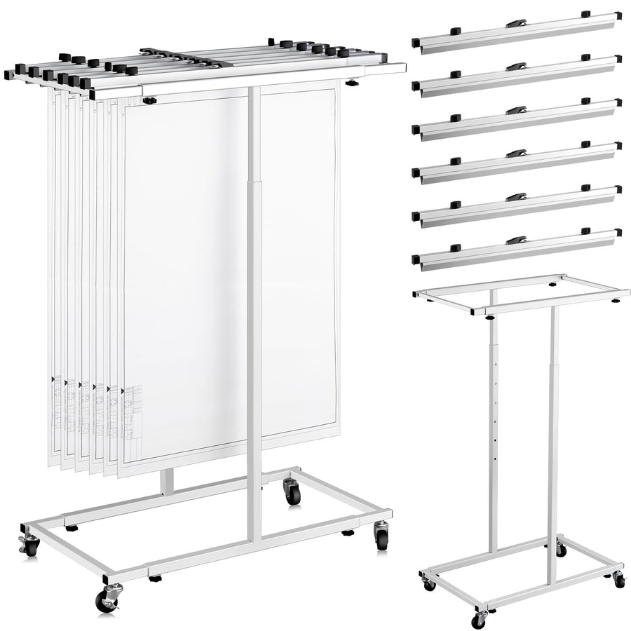 Kolldenn Mobile Blueprint Storage Rack with 6 Clamps and Wheels