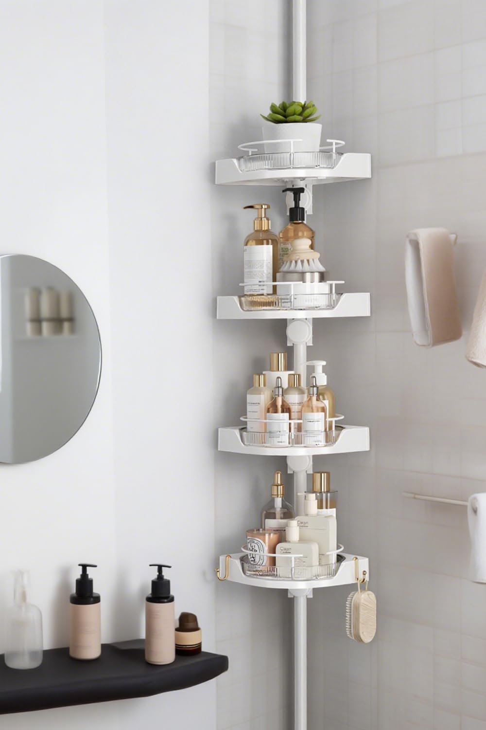 Shuang Qing Corner Shower Caddy with Tension Pole