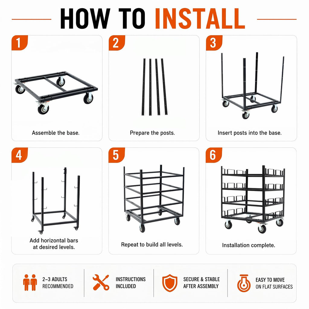 Datanly Stanchion Cart, Crowd Control Stanchion Cart, Easy to Assemble, Horizontal Padded Storage Locking Wheels for Safety with 8 Tie-Down Straps
