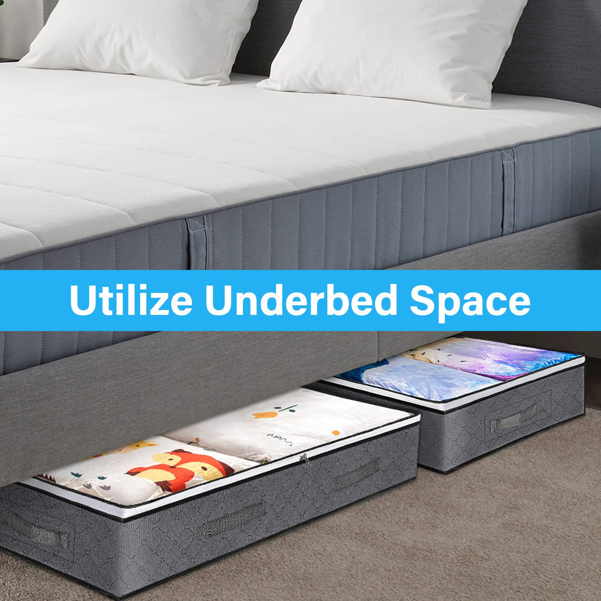 Konfon Sole Under The Bed Storage Containers, Collapsible Storage Bins, Closet Organizers and Storage Containers