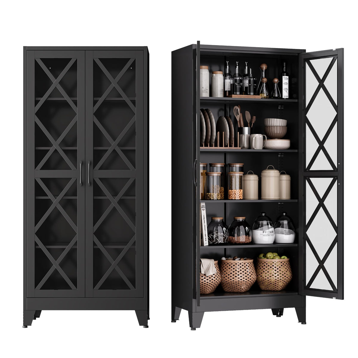 COFaR Farmhouse Storage Kitchen Pantry Cabinet