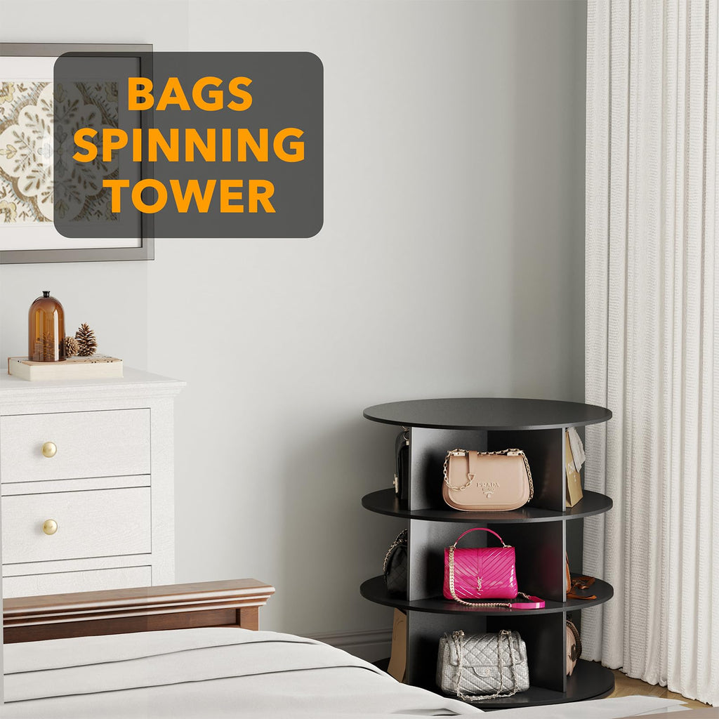 SpaceAid 7 Tier Rotating Shoe Rack Tower, Spinning Shoe Display Lazy Susan, Revolving 360 Shoe Rack Storage Round Carousel, Vertical Handbag Rotate Shoes Closet Organization