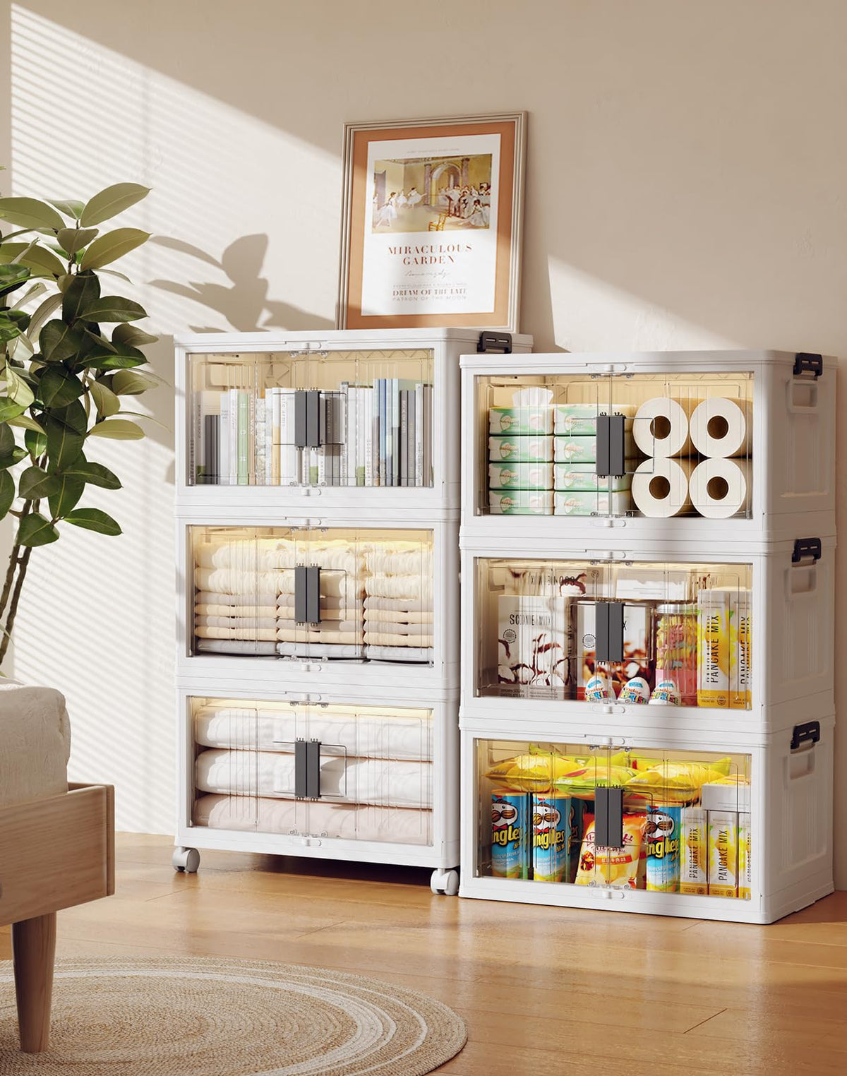 OlarHike Collapsible Storage Bins with Doors & Wheels