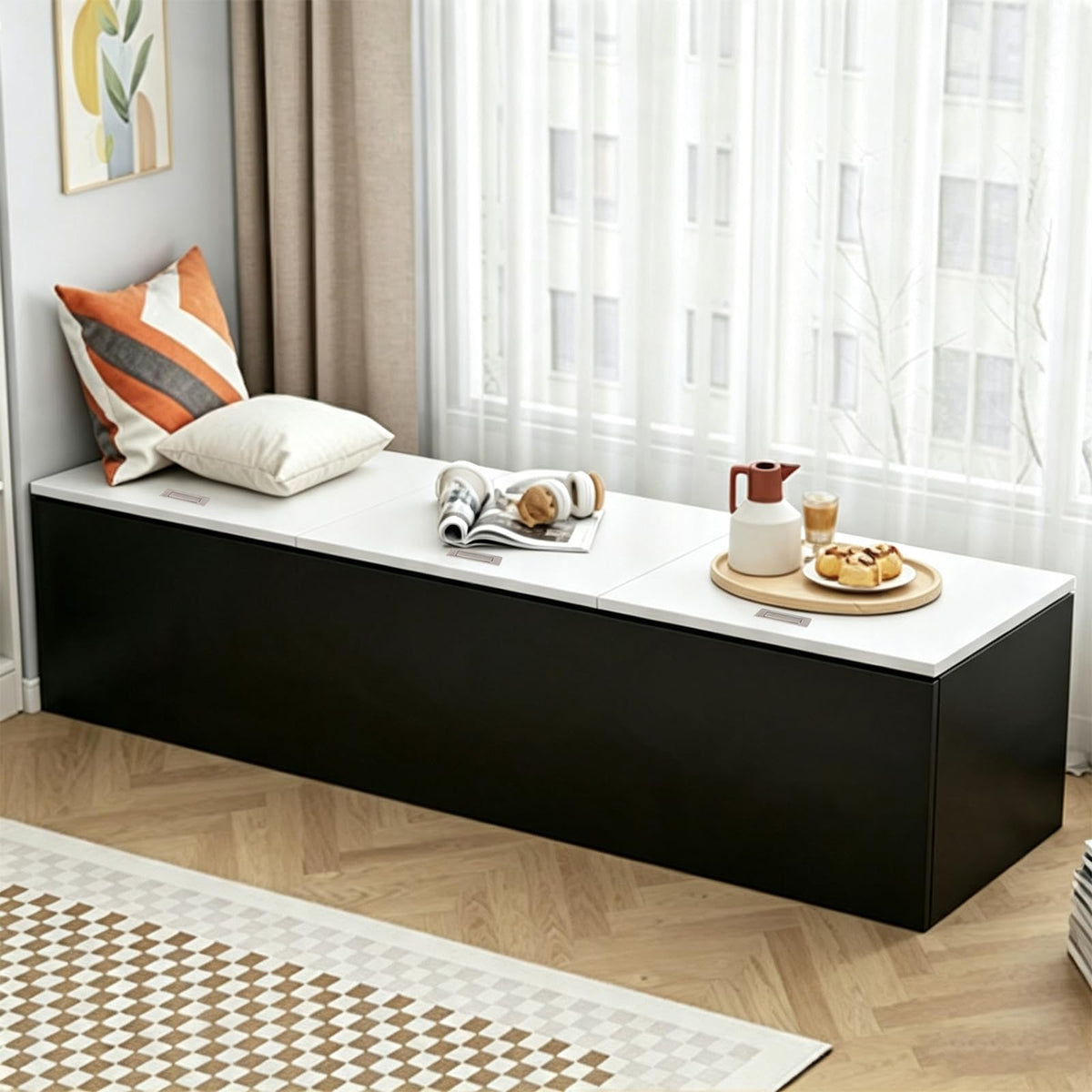 LBCZJYX Flip-Top Storage Bench with Hidden Compartment