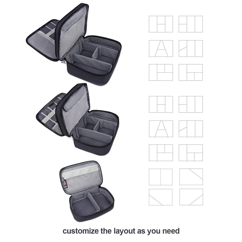 BUBM 3PCS Electronic Organizer, Double Layer Travel Gadget Storage Bag for Cables, Cord, USB Flash Drive, Power Bank and More