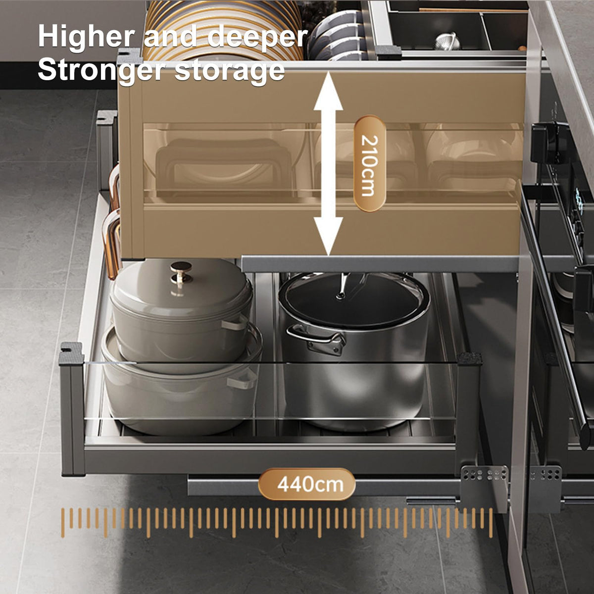 MIIKHI Slide Out Cabinet Organizer Pull Out Cabinet Organizer Fixed pullout Cabinet Shelves Slide Out Spice Rack for Kitchen Cabinets for Kitchen, Bathroom,Home (Full Drawer 900 norm)