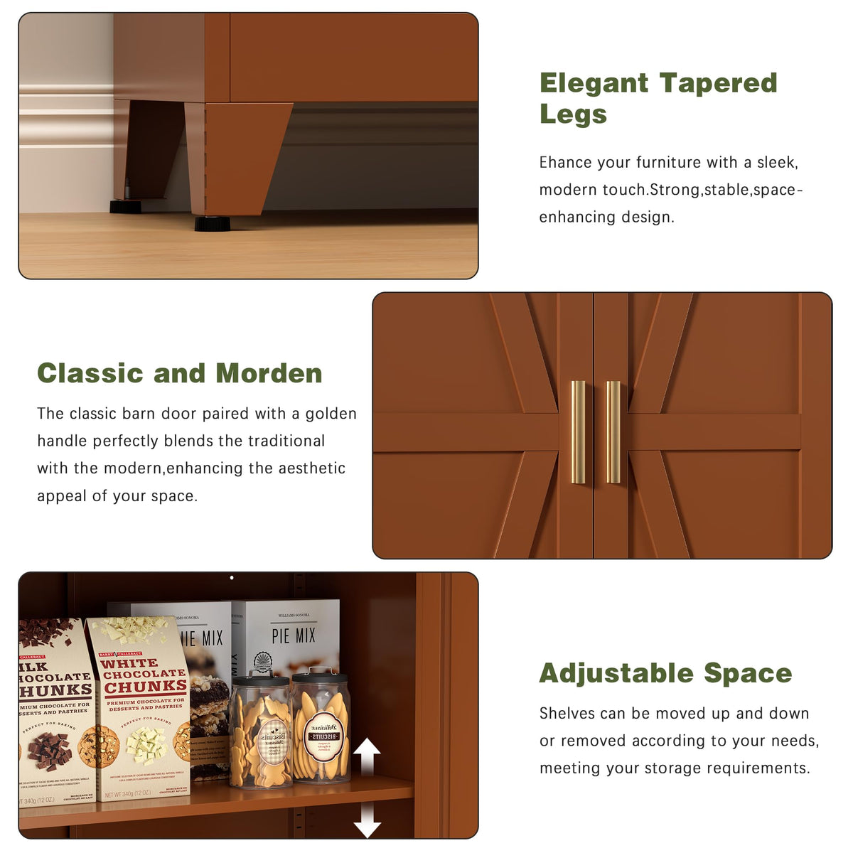 COFaR Farmhouse Storage Kitchen Pantry Cabinet