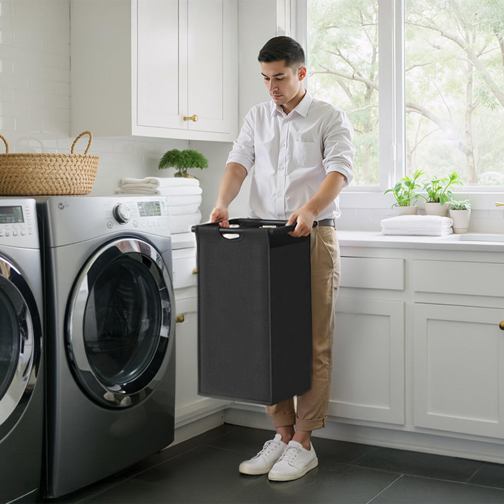 Herture Laundry Hampers with Shelf and Pull-Out Laundry Bag - Large Metal Frame
