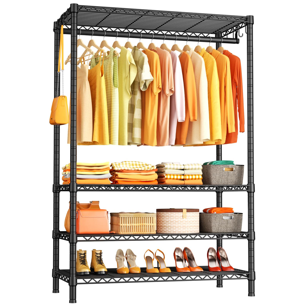 Ulif Heavy-Duty 4-Tier Portable Closet Garment Rack