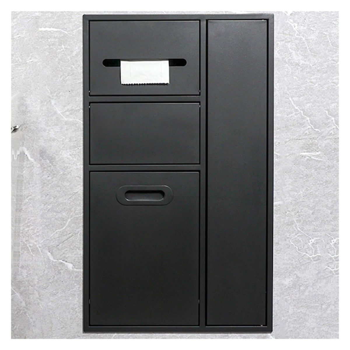 Stainless Steel Shower Nich, Recessed Shower Trash Can Holder, Built-in Shampoo Storage Shelf for Bathroom Storage/Shampoo/Toiletries,Black-40x67x14cm/15.74x26.37x5.51in