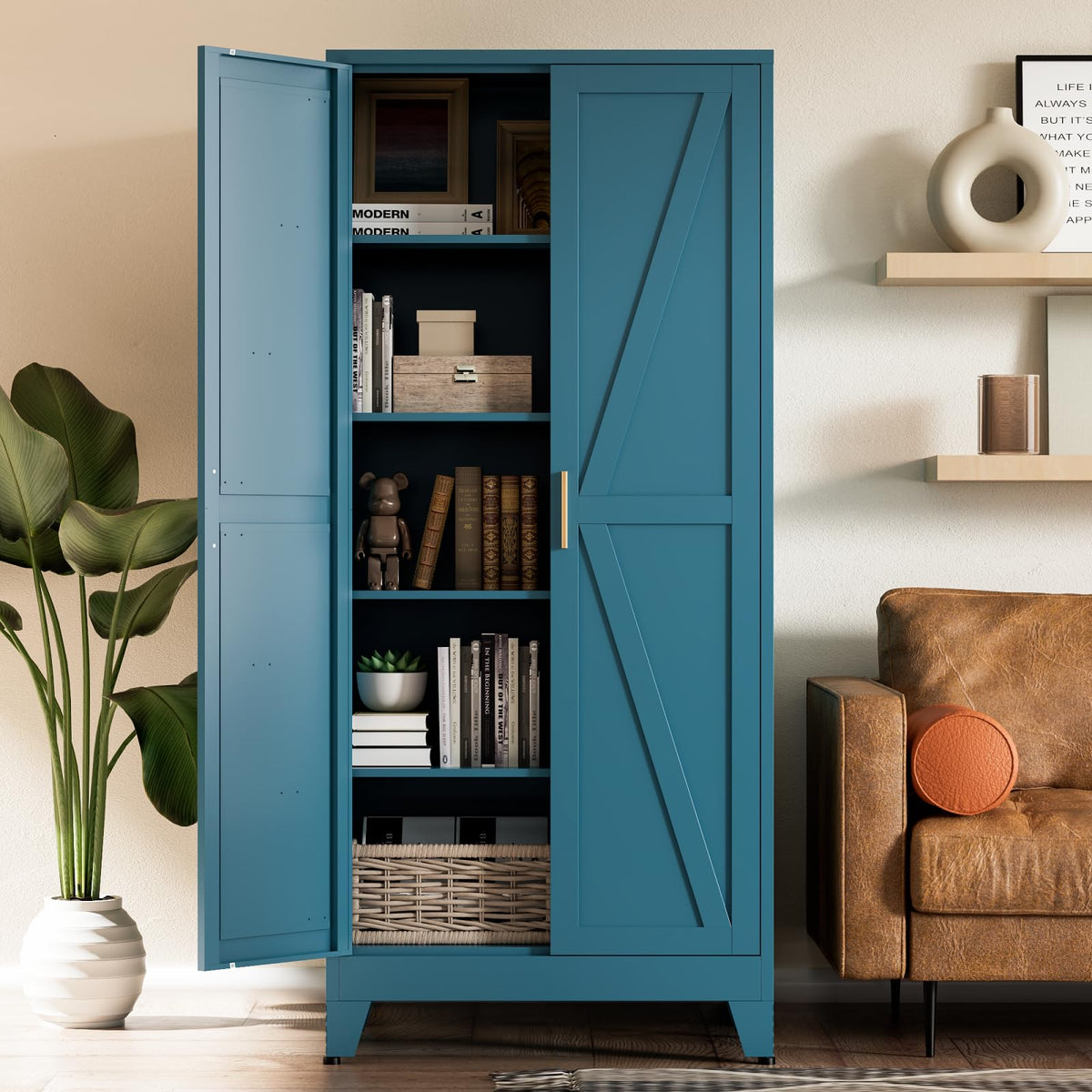 COFaR Farmhouse Storage Kitchen Pantry Cabinet