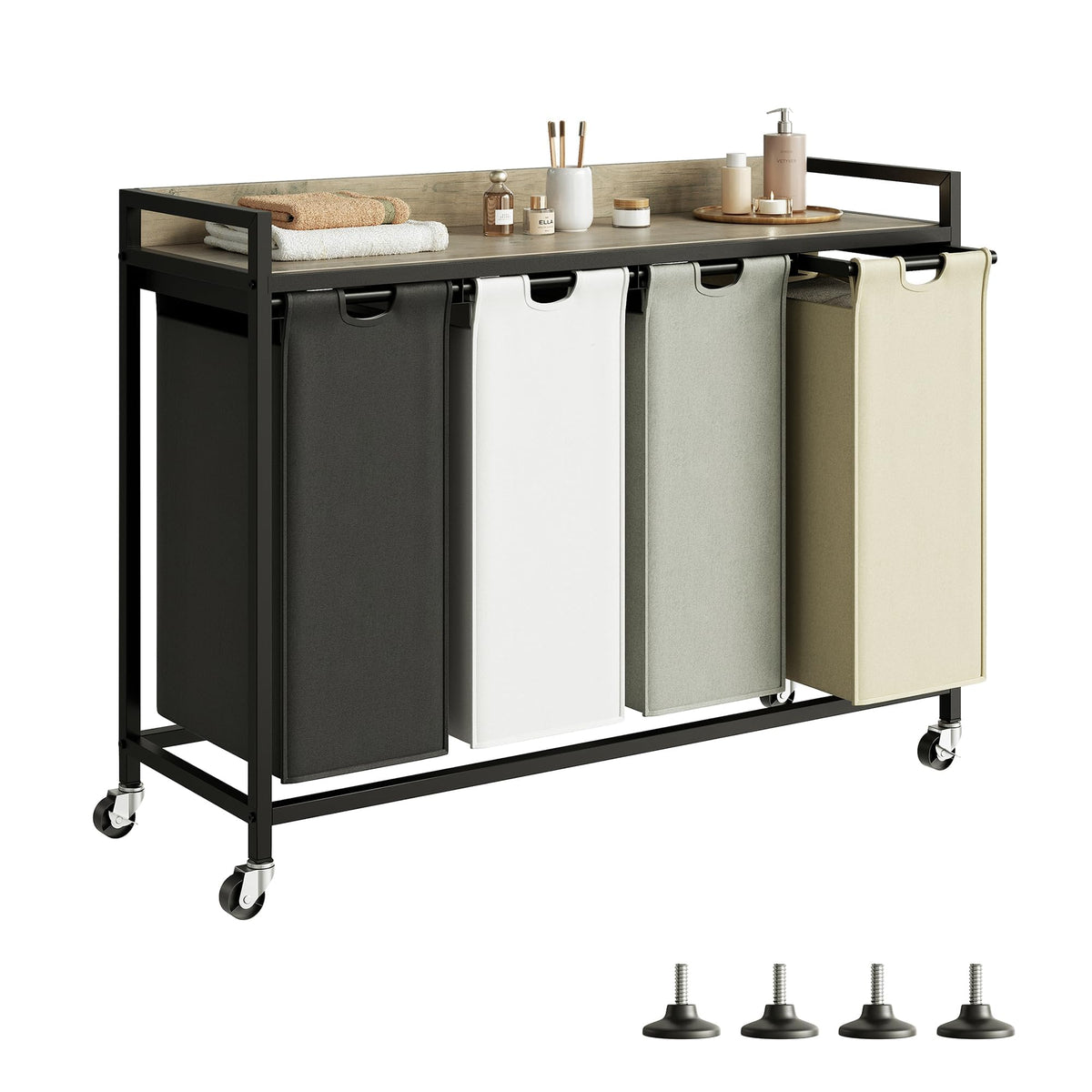 Herture Laundry Hamper with Shelf & Pull-Out Bag