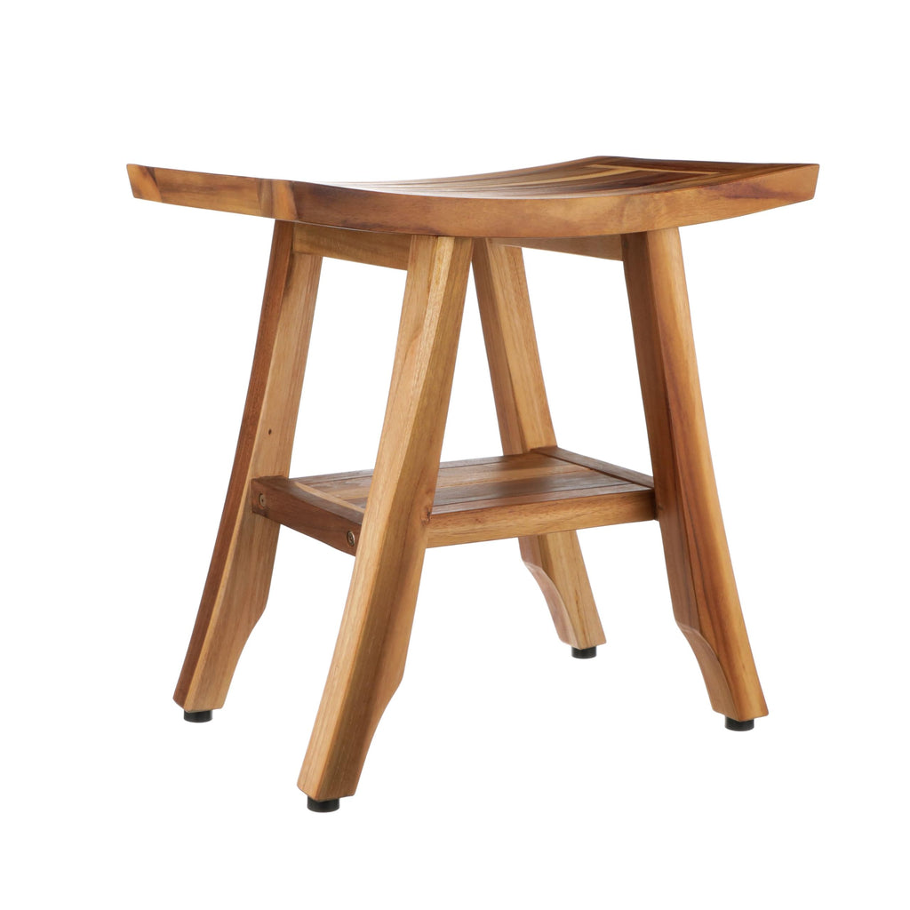 EcoDecors Satori Teak Wood Shower Bench, EarthyTeak Finish