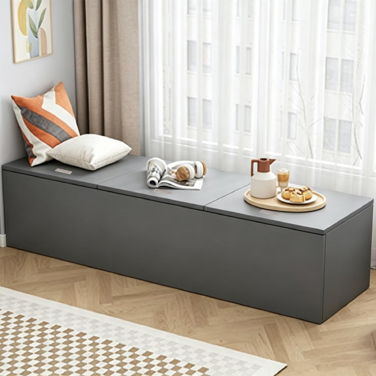 LBCZJYX Flip-Top Storage Bench with Hidden Compartment