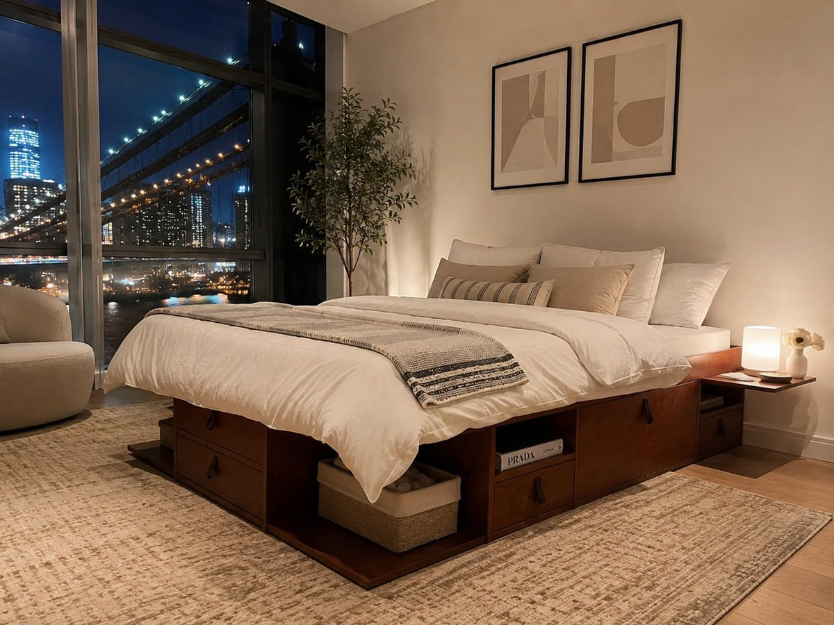 Memomad Bali Storage Platform Bed with Built-In Drawers