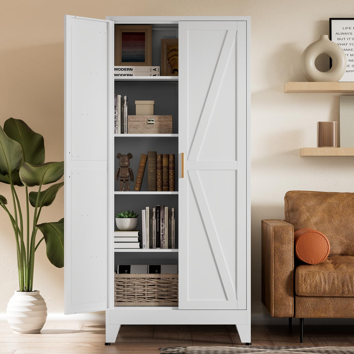 COFaR Farmhouse Storage Kitchen Pantry Cabinet