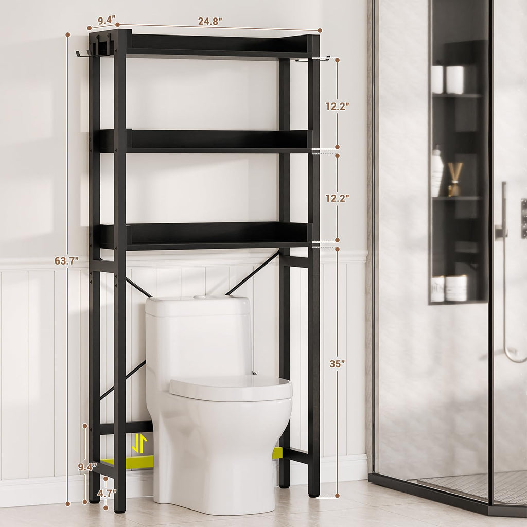 Besiost Over The Toilet Storage with 2 Drawers, Bathroom Organizer with Adjustable Shelf, Space Saver Storage Rack for Bathroom, Restroom, Laundry