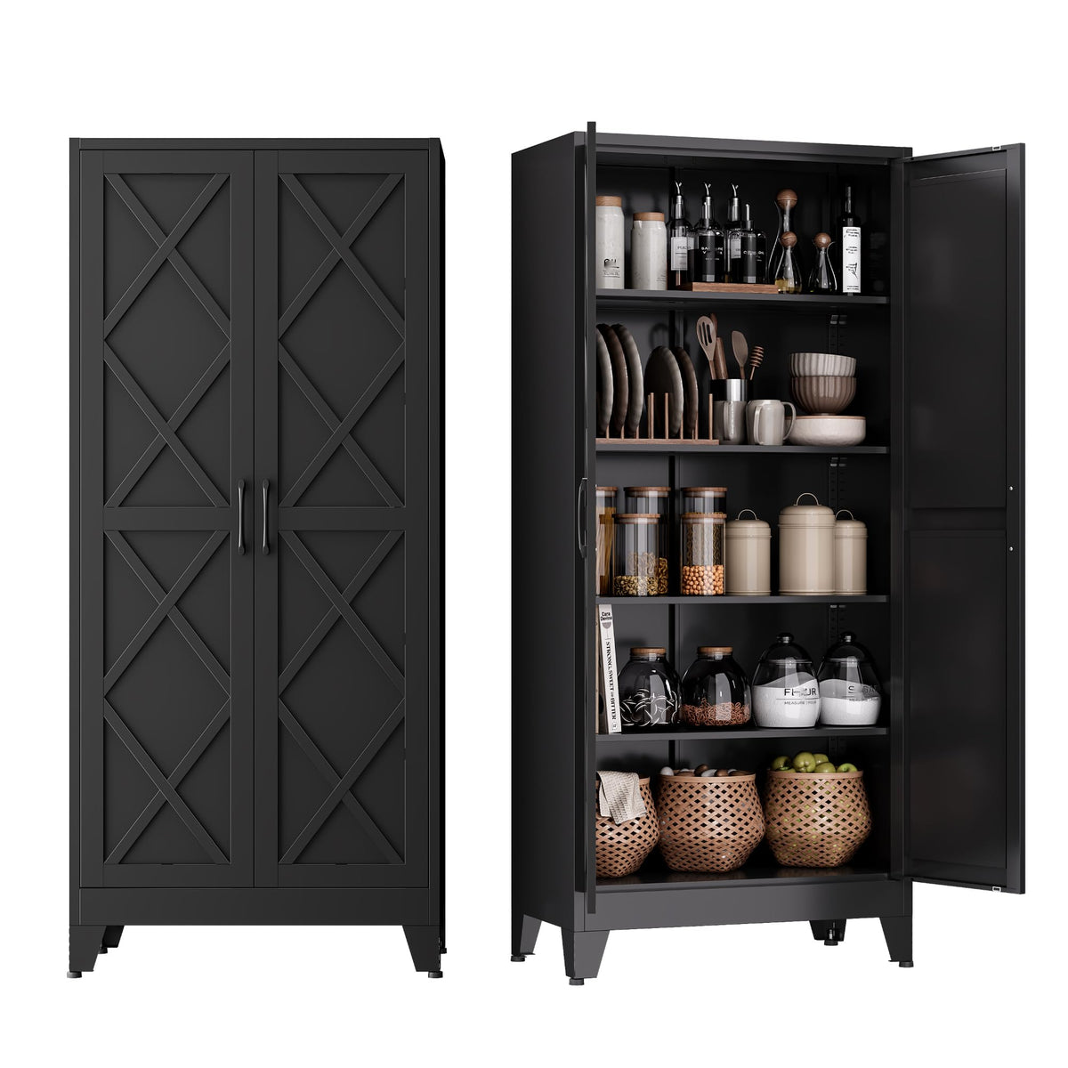 COFaR Farmhouse Storage Kitchen Pantry Cabinet