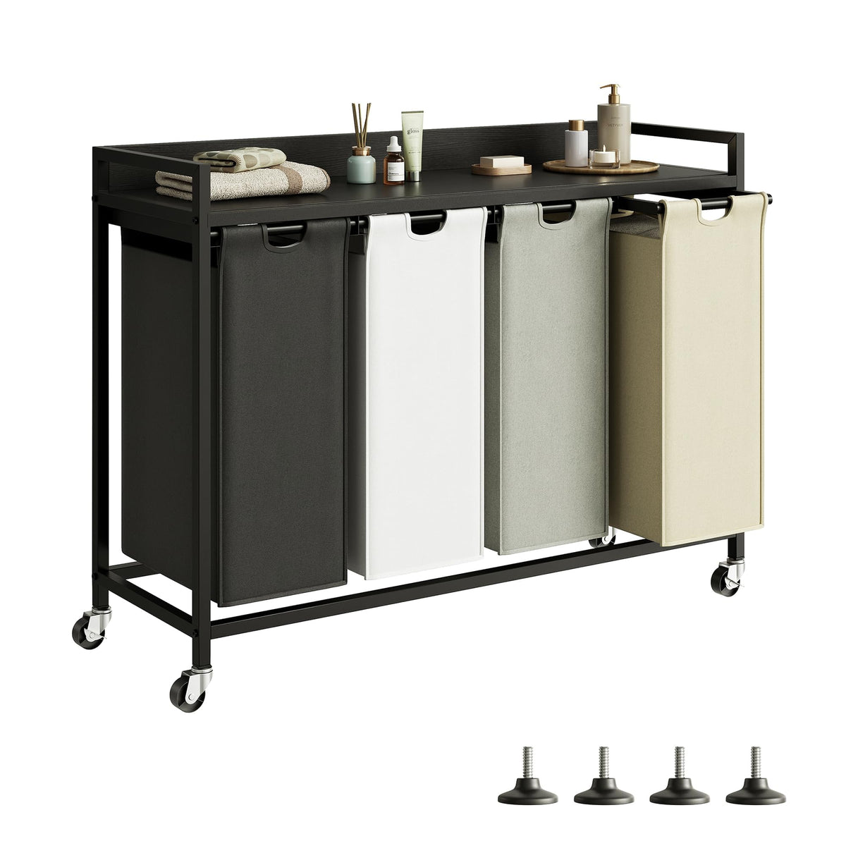 Herture Laundry Hamper with Shelf & Pull-Out Bag