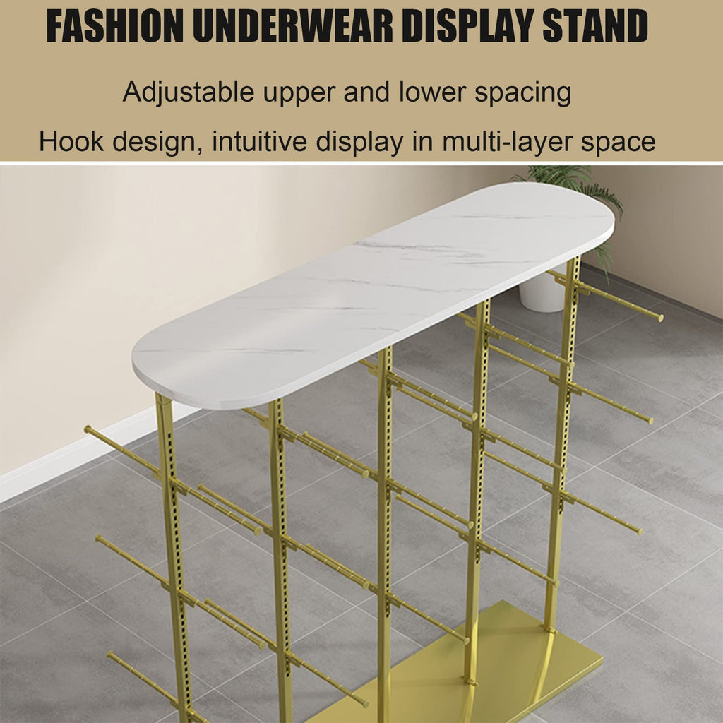 Garment Rack - Adjustable Double-Sided Hanging Rods for Clothing Store, Metal Storage Fixture for Underwear and Bra Display, Modern Space Saver Design