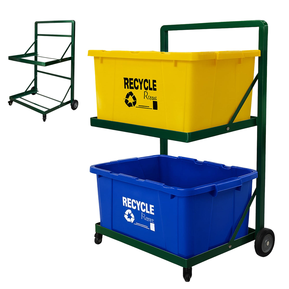 VERSSURE 2-Tier Rolling Recycling Cart with Wheels