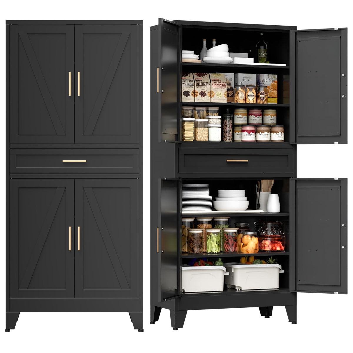 COFaR Farmhouse Storage Kitchen Pantry Cabinet