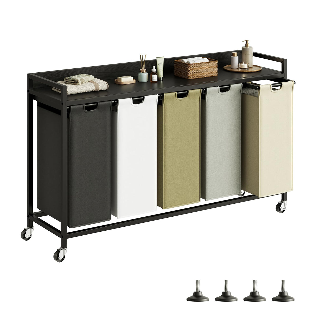 Herture Laundry Hamper with Shelf & Pull-Out Bag