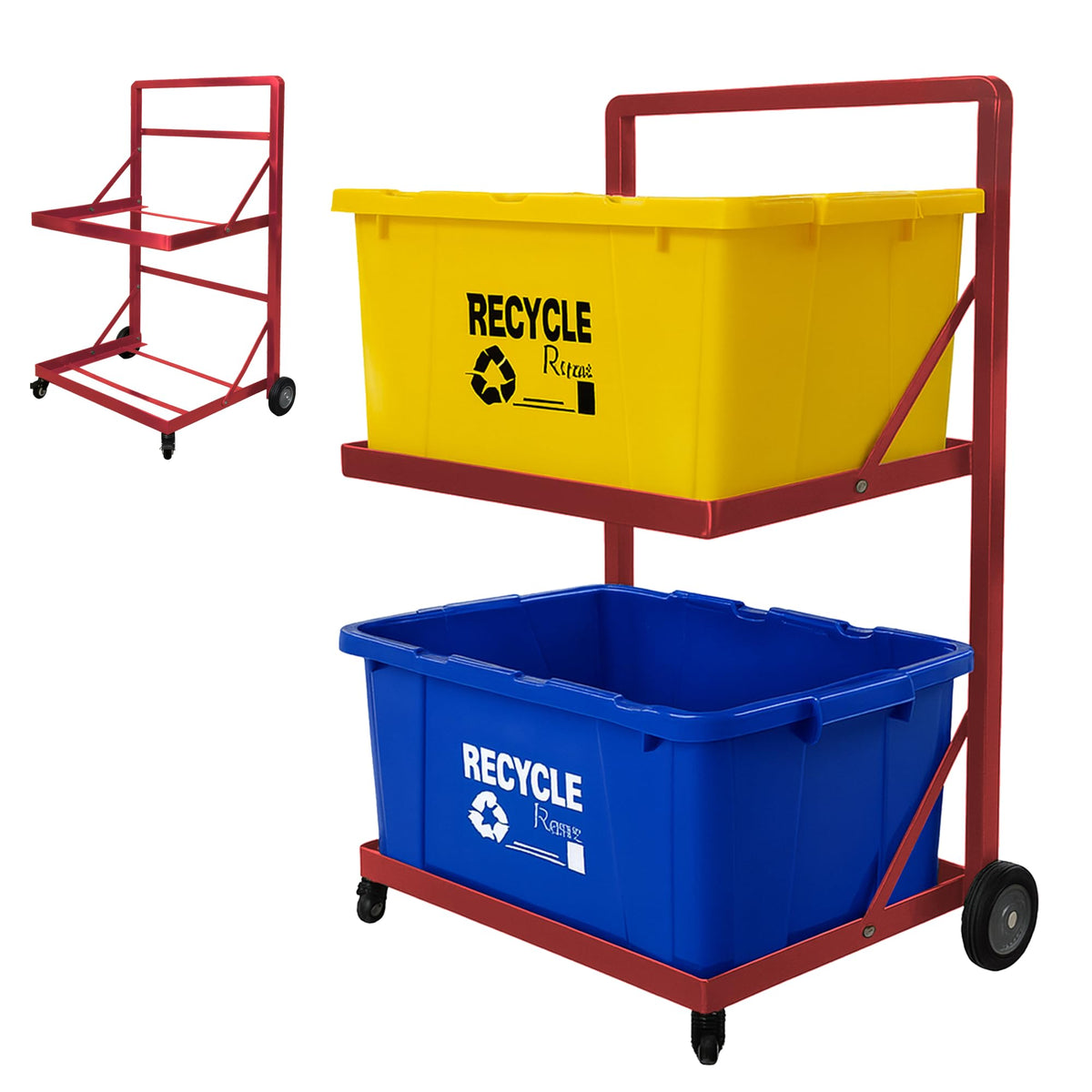 VERSSURE 2-Tier Rolling Recycling Cart with Wheels