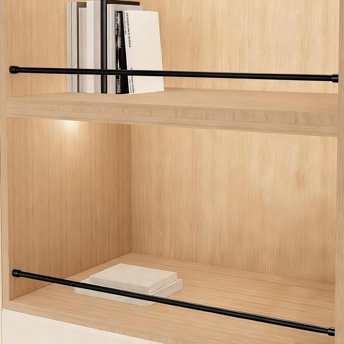 Customizable Black Modern Shelf Guard Rail Set - 6 Pack (33in) - Decorative Closet, Shoe, Bathroom Enclosure - Prevent Falling Barrier Rods for Safe Storage