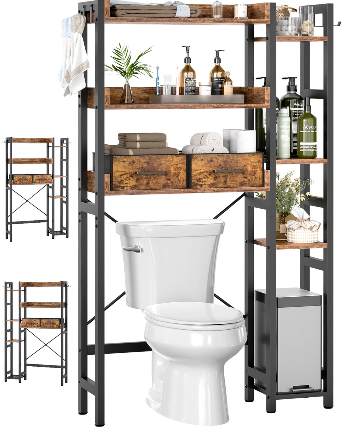 Besiost Over-the-Toilet Storage Organizer with 2 Drawers