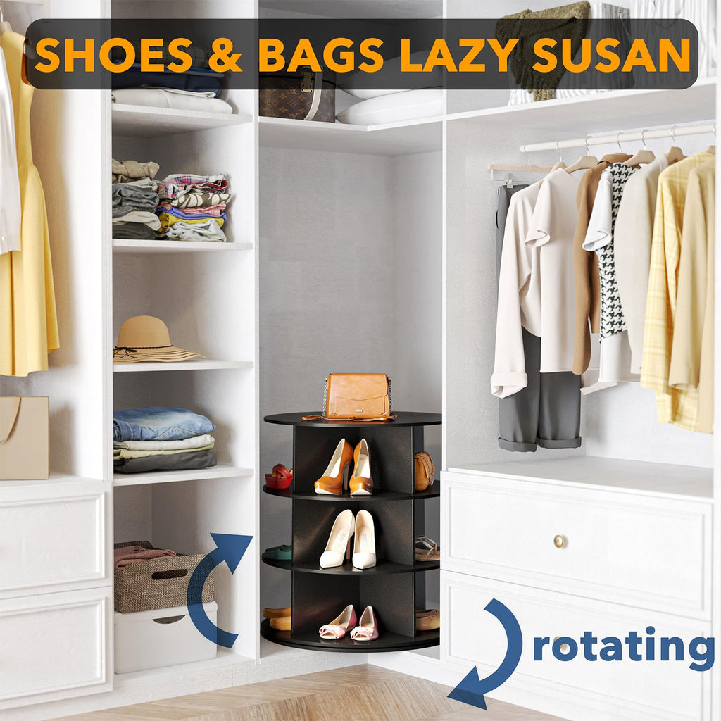 SpaceAid 7 Tier Rotating Shoe Rack Tower, Spinning Shoe Display Lazy Susan, Revolving 360 Shoe Rack Storage Round Carousel, Vertical Handbag Rotate Shoes Closet Organization