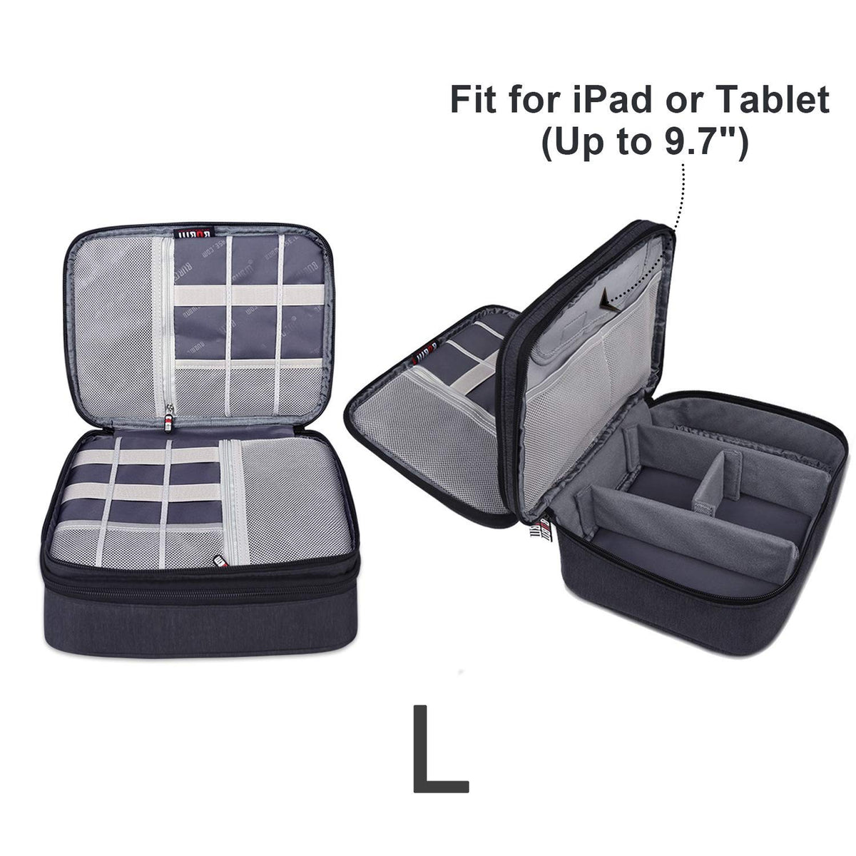 BUBM 3PCS Electronic Organizer, Double Layer Travel Gadget Storage Bag for Cables, Cord, USB Flash Drive, Power Bank and More
