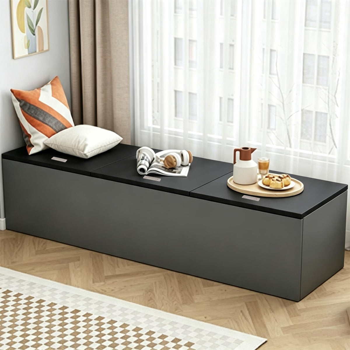 LBCZJYX Flip-Top Storage Bench with Hidden Compartment
