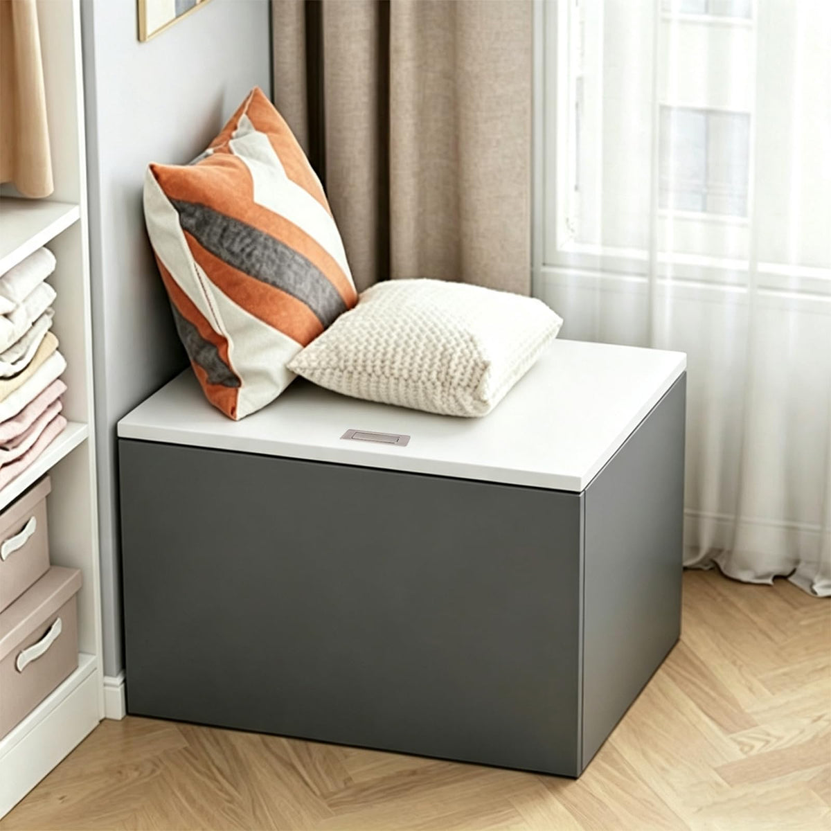 LBCZJYX Flip-Top Storage Bench with Hidden Compartment