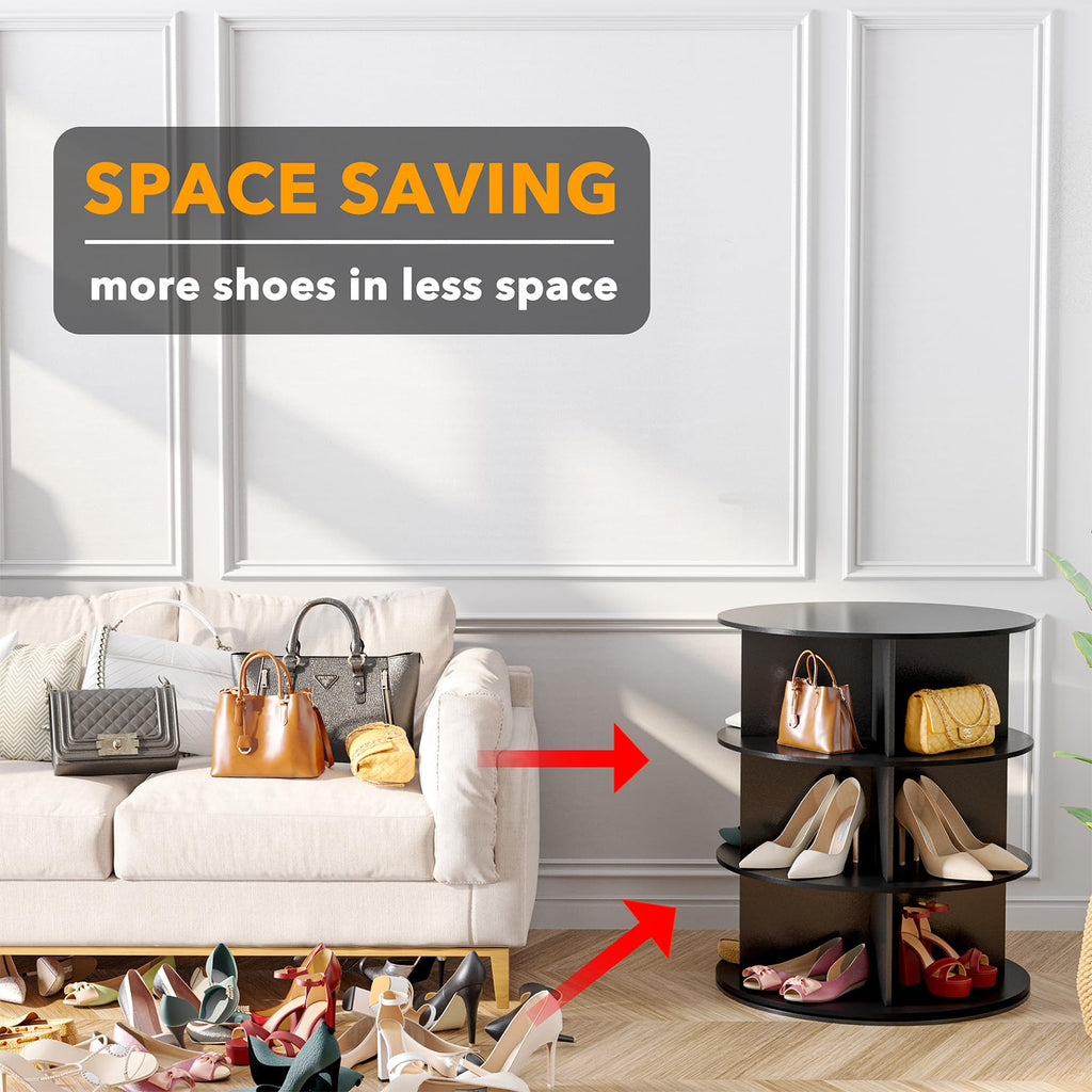 SpaceAid 7 Tier Rotating Shoe Rack Tower, Spinning Shoe Display Lazy Susan, Revolving 360 Shoe Rack Storage Round Carousel, Vertical Handbag Rotate Shoes Closet Organization