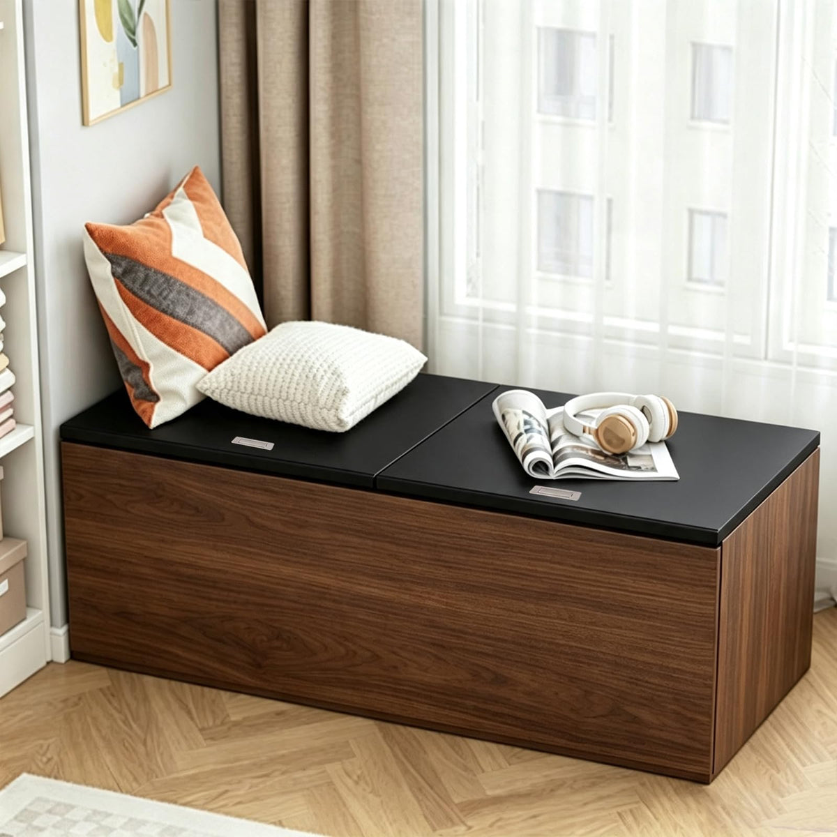 LBCZJYX Flip-Top Storage Bench with Hidden Compartment