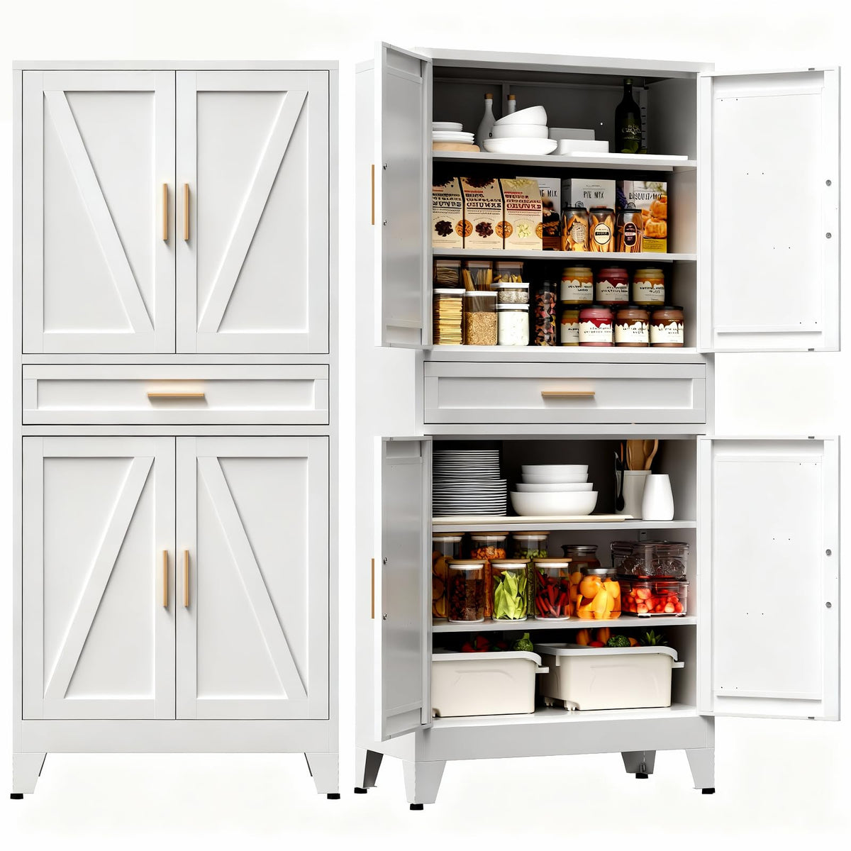 COFaR Farmhouse Storage Kitchen Pantry Cabinet