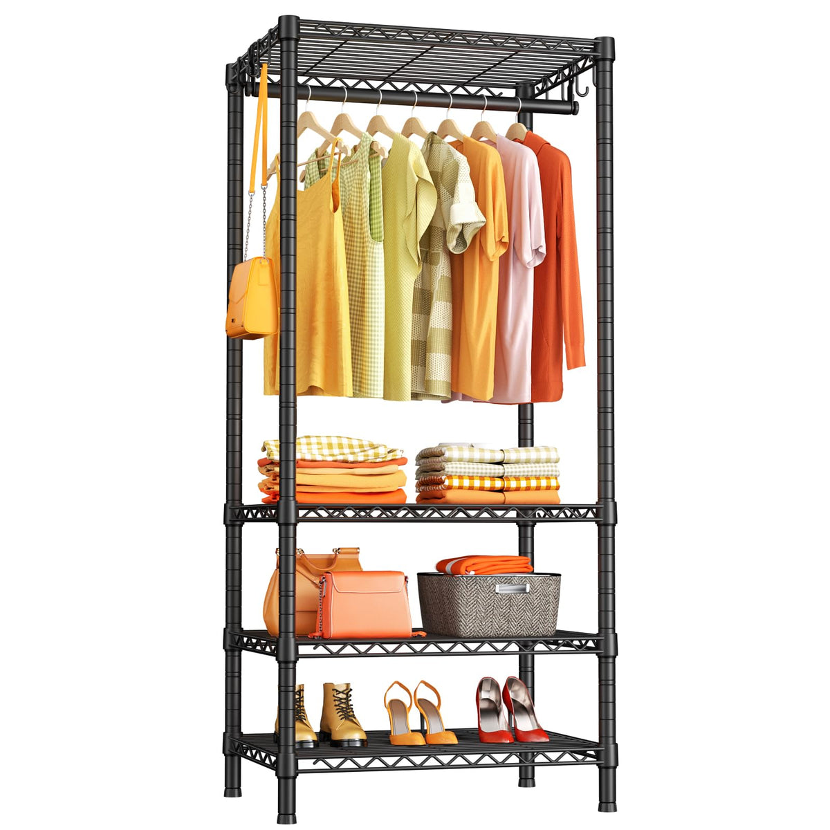 Ulif Heavy-Duty 4-Tier Portable Closet Garment Rack