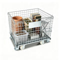 Heavy-Duty Wire Mesh Storage Cart with 4 Wheels & Folding Feet - Mobile Utility Trolley for Home, Garage, Warehouse, and Shop Organization