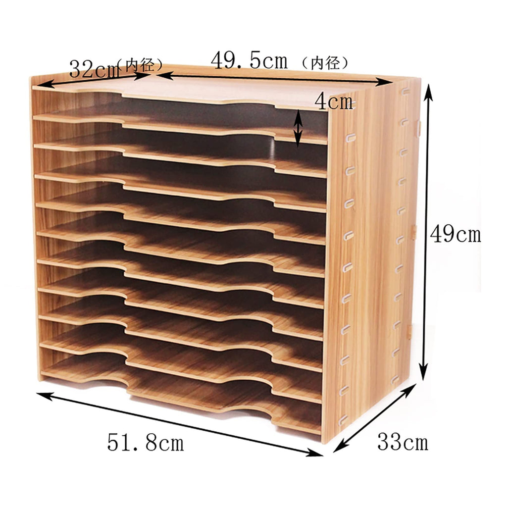 Multi Layer Desk Organizer for A3 Files, Large Capacity Wood Paper Tray with Stacking Design, Space Saving Office Storage Bin for Documents, Books and Supplies, Elegant Desktop Accessories
