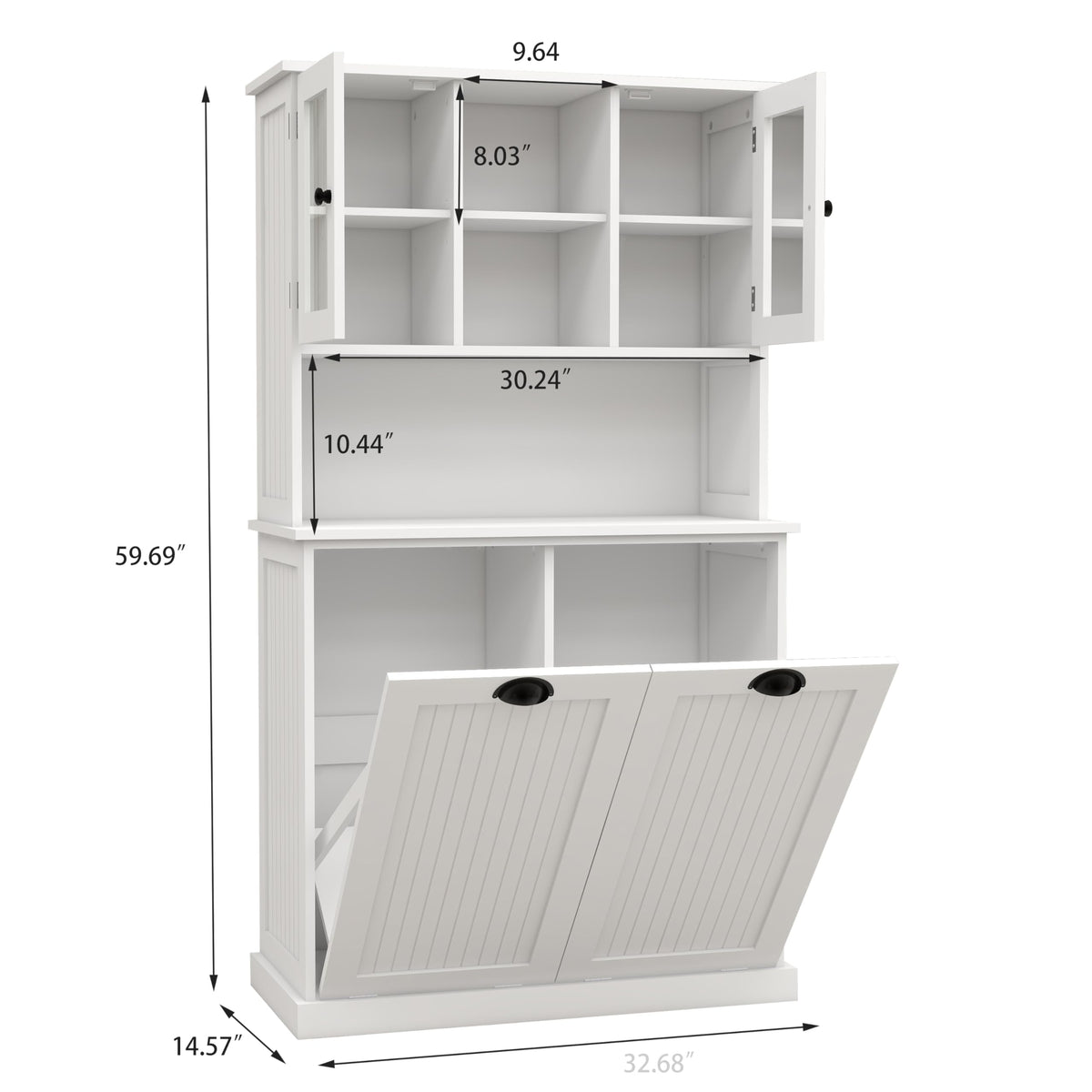 Laundry Hamper Cabinet with 2 Tilt-Out Bins and Adjustable Shelves